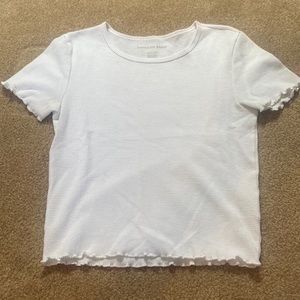 AE White Frilly Cropped Tee
